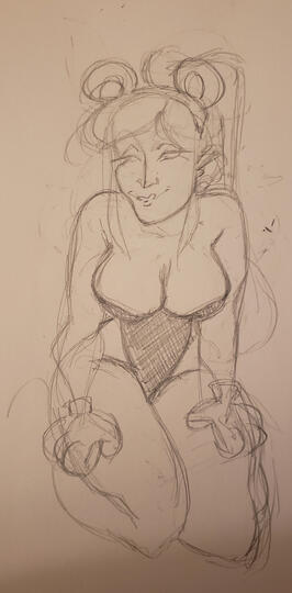 Mei in a bunny/bear suit (inspired by a fic a friend made)