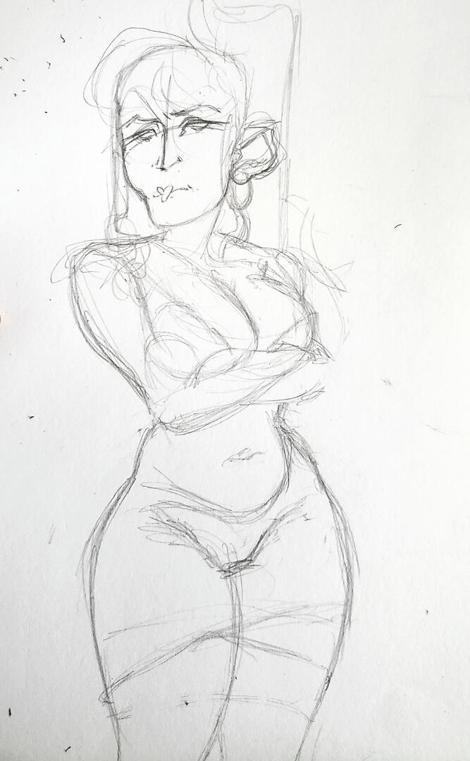 Unfinished Mei Doodle, again, at the club