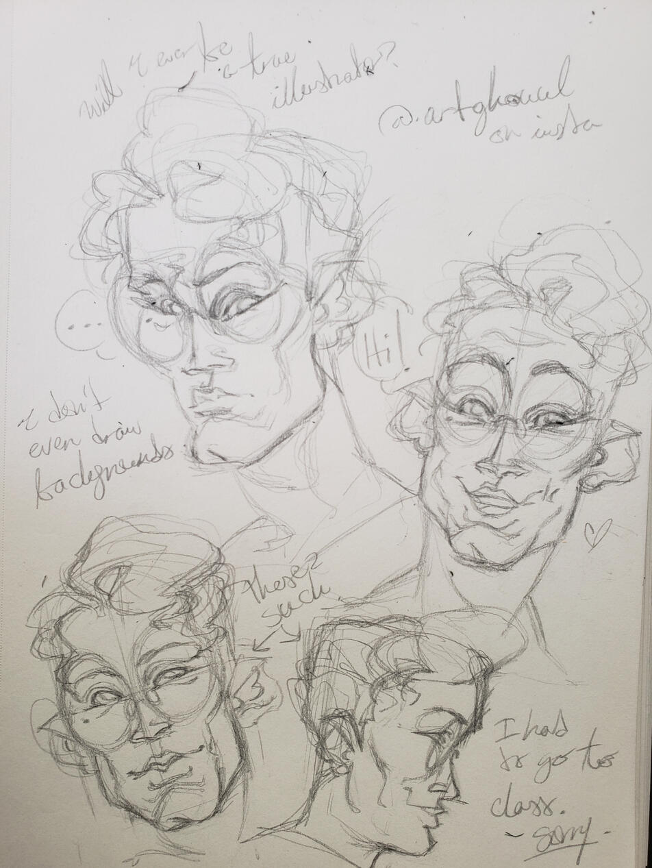 Young Anurak doodles In Class Sketchbook